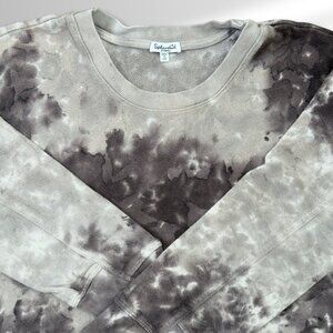 Splendid Tie-dye Cropped Sweatshirt Gray/Taupe Cloud Wash | Size XS